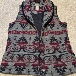 Duluth Trading Co Maroon and Gray Patterned Vest